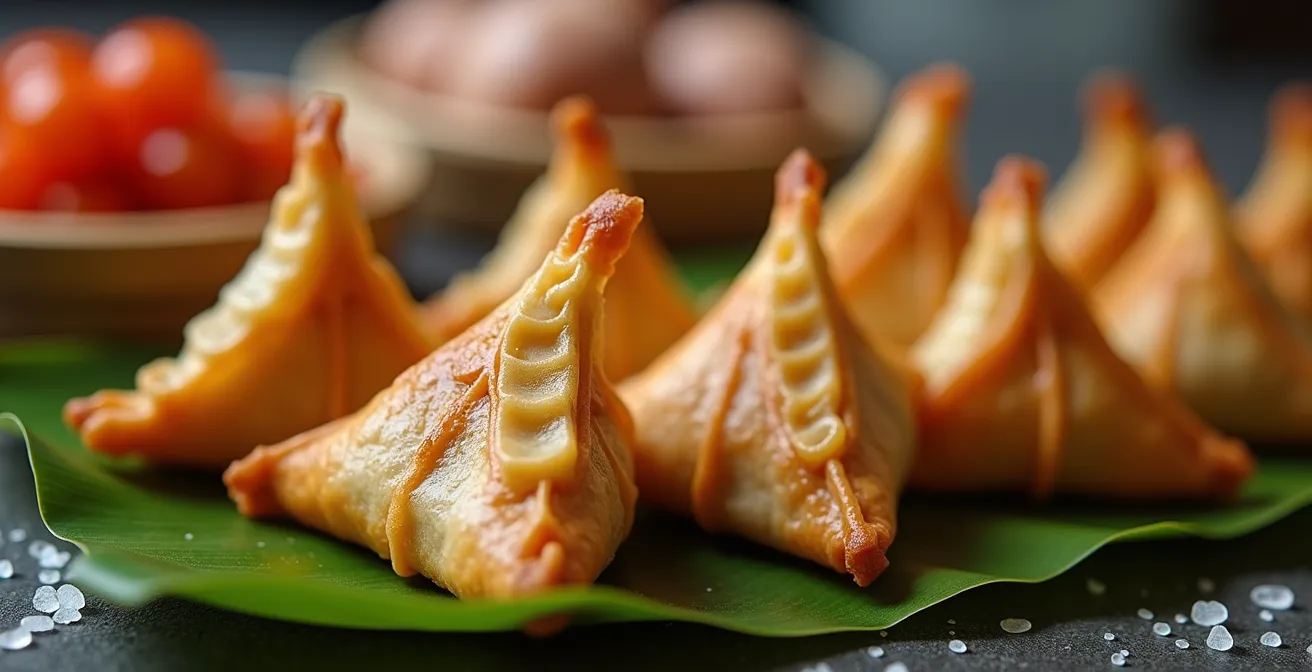 Assortiment d'apéritifs créoles sur un étal de marché réunionnais